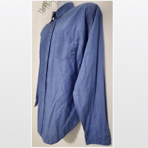 Men Shirt Light Blue Button Down Size 17 34/35 - Picture 7 of 11